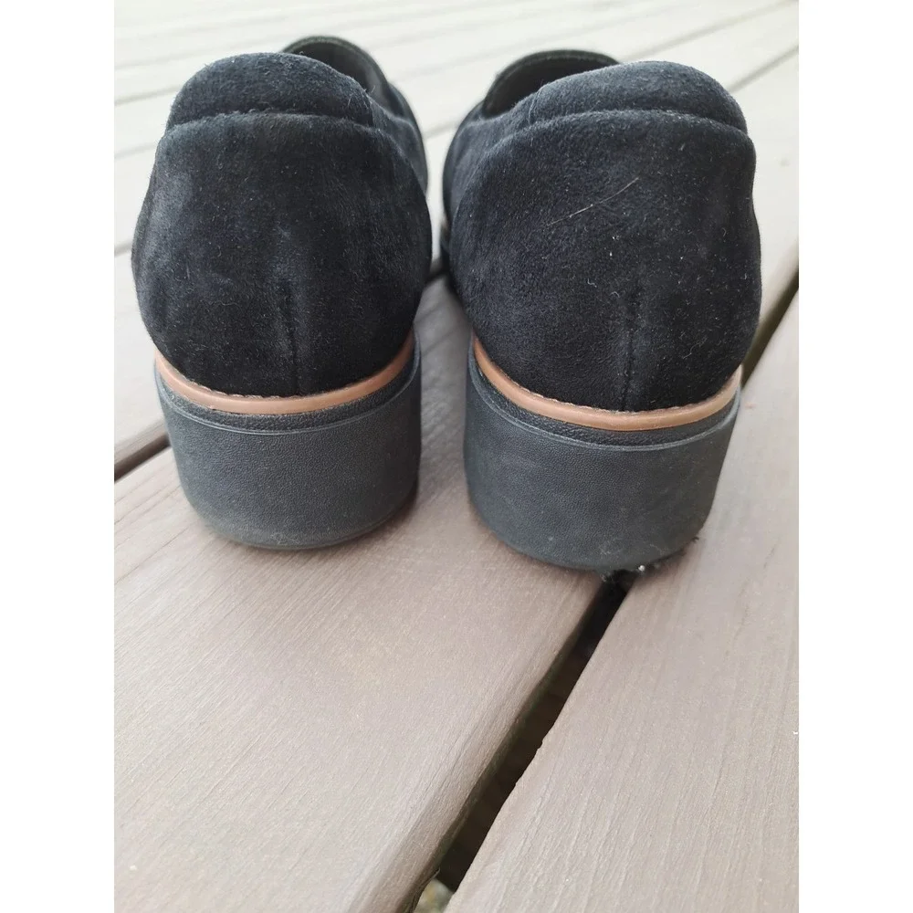 Clarks Women's Black Leather Suede Sharon Villa Loafers Wedge Comfort Shoes 11 M